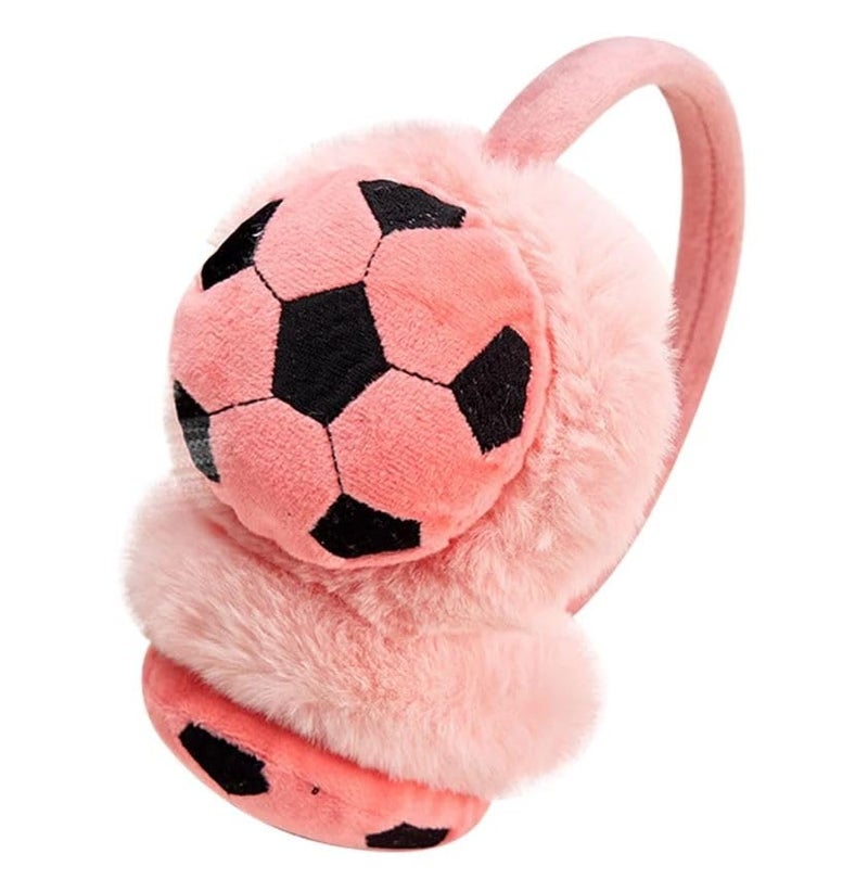 UMANI® Kids Winter Earmuffs Adjustable Soft Plush Fur Ear Warmers for Girls & Boys 5-10 (FOOTBALL, PINK) - Image 5