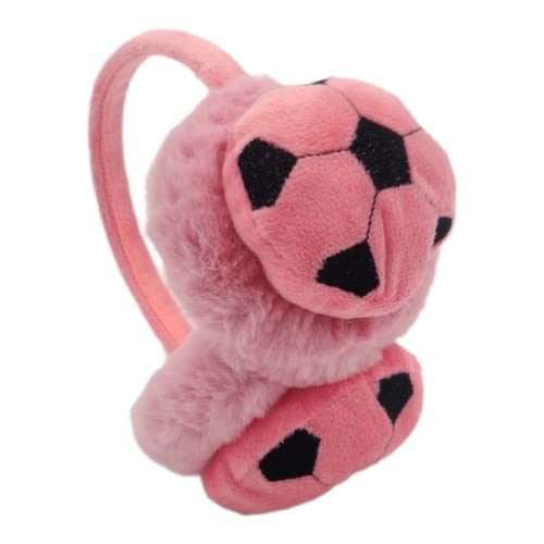 UMANI® Kids Winter Earmuffs Adjustable Soft Plush Fur Ear Warmers for Girls & Boys 5-10 (FOOTBALL, PINK) - Image 1