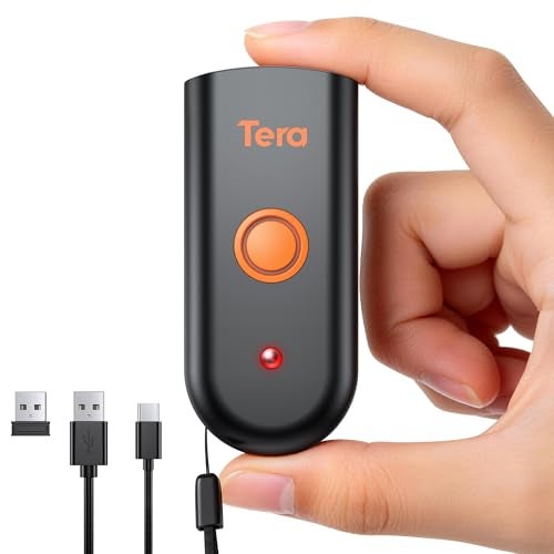 Tera Mini 1D 2D QR Wireless Barcode Scanner, Waterproof Shockproof Pocket Scanner, 3-in-1 BT & USB Wired & 2.4G Bar Code Reader Portable Image Scanner Work with iOS Windows Android 1200 - Image 1