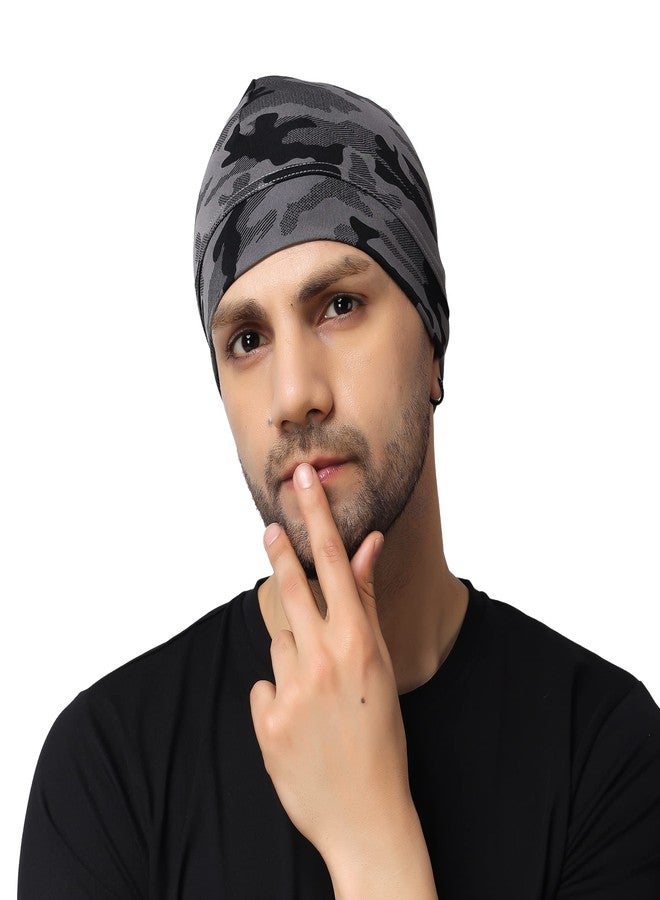PAROPKAR Polyester Army Print Grey Skull Cap Helmet Liner for Men - Motorcycle, Cycling, Football Head Beanie & Hard Hat Liner - Sweat Wicking Skullcap (Grey), Free Size - Image 3