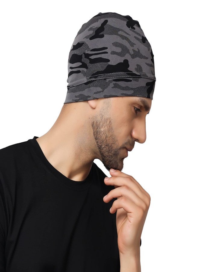 PAROPKAR Polyester Army Print Grey Skull Cap Helmet Liner for Men - Motorcycle, Cycling, Football Head Beanie & Hard Hat Liner - Sweat Wicking Skullcap (Grey), Free Size - Image 4