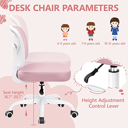 Primy Kids Desk Chair, Pink Study Chair for Boys Girls with Height Adjustable, Swivel Mesh Task Student Chairs for 4-12, Growing Teen Office Chair for Home/School/Office (Pink) - Image 2