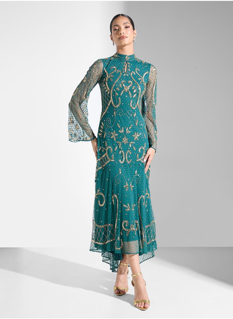 Frock and Frill Embellished Dipped Hem Dress  - Image 1