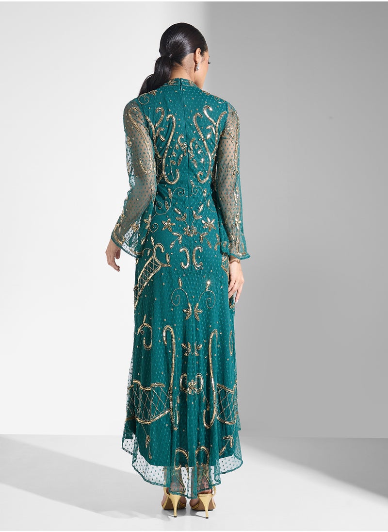 Frock and Frill Embellished Dipped Hem Dress  - Image 2
