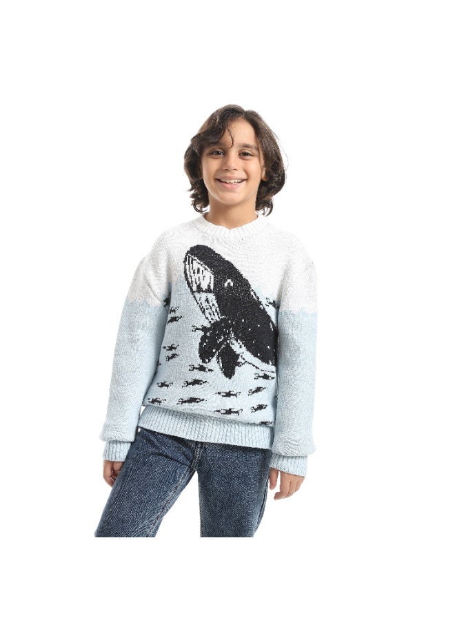 سيزار بلوفر صوف اولادي بتصميم صورة دولفين - Image 1