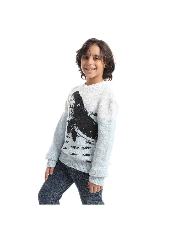 سيزار بلوفر صوف اولادي بتصميم صورة دولفين - Image 2