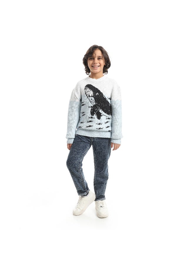 سيزار بلوفر صوف اولادي بتصميم صورة دولفين - Image 4