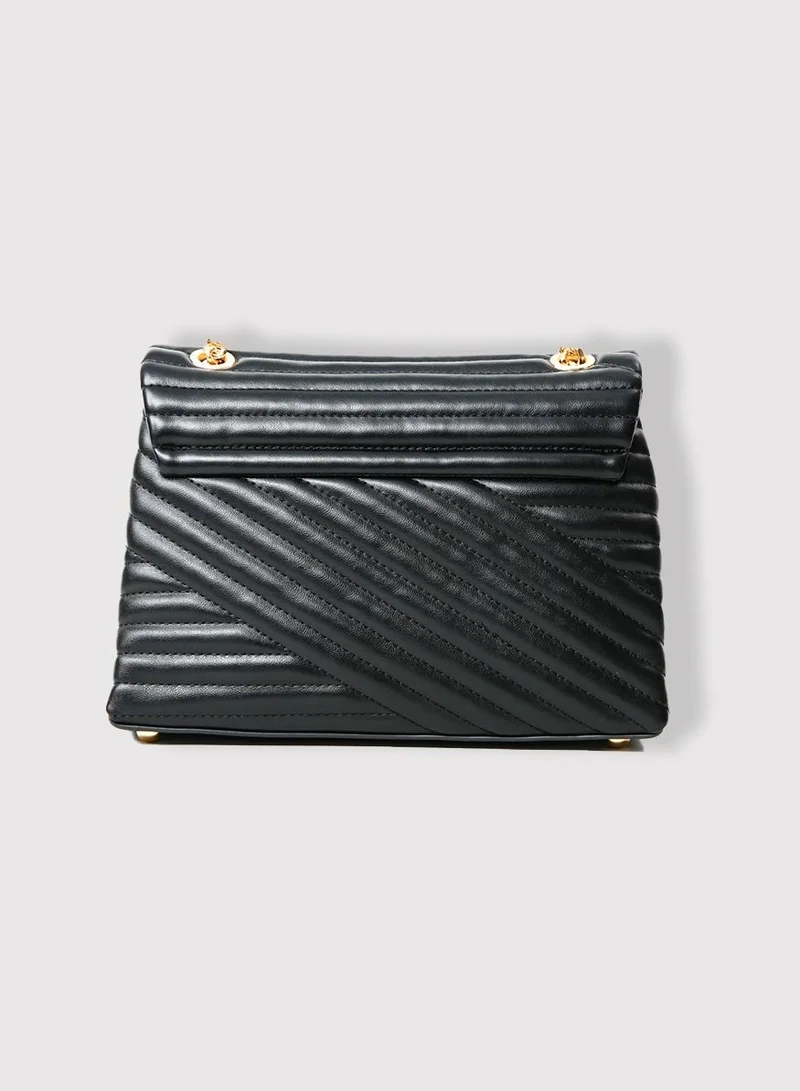 AMICA Nata Quilted Crossbody Bag for Women- Black
