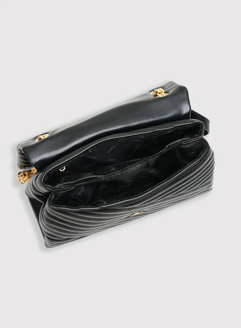 AMICA Nata Quilted Crossbody Bag for Women- Black