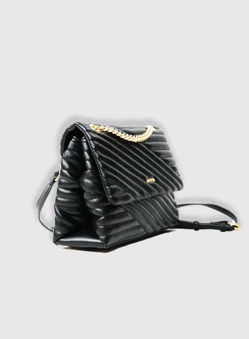 AMICA Nata Quilted Crossbody Bag for Women- Black