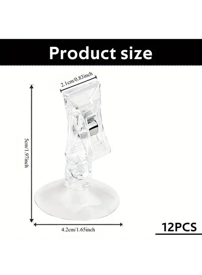 12 Pcs Plastic PVC Suction Cup Hooks Easy Install Wall Mount Storage Organizer - Image 3