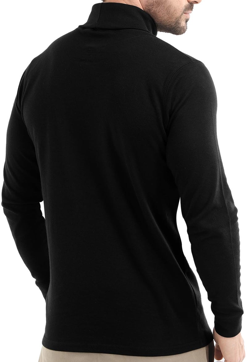 Utopia Wear Turtleneck Men Slim Fit UPF 50+ Lightweight Pullover Sweater Long Sleeves Top, Large, Black - Image 4