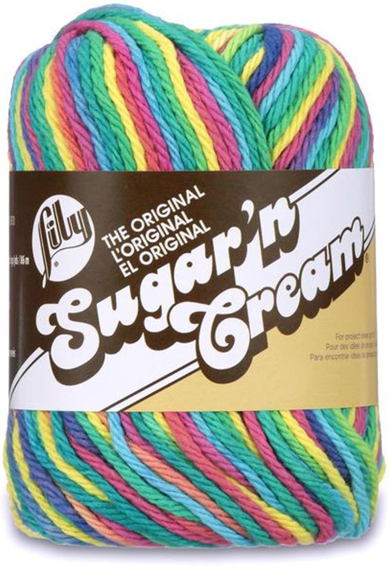 Lily Sugar 'N Cream The Original Ombre Yarn - 2 oz Medium Gauge 100% Cotton in Psychedelic Color - Image 1