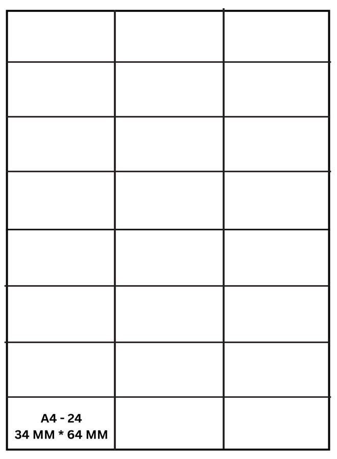 Saco A4 Printable Sticker Labels Matte (34 x 64 mm) - White Self Adhesive Barcode & QR Stickers, 24 Labels per Sheet, 100 Sheets, Inkjet & Laser Compatible - Image 2