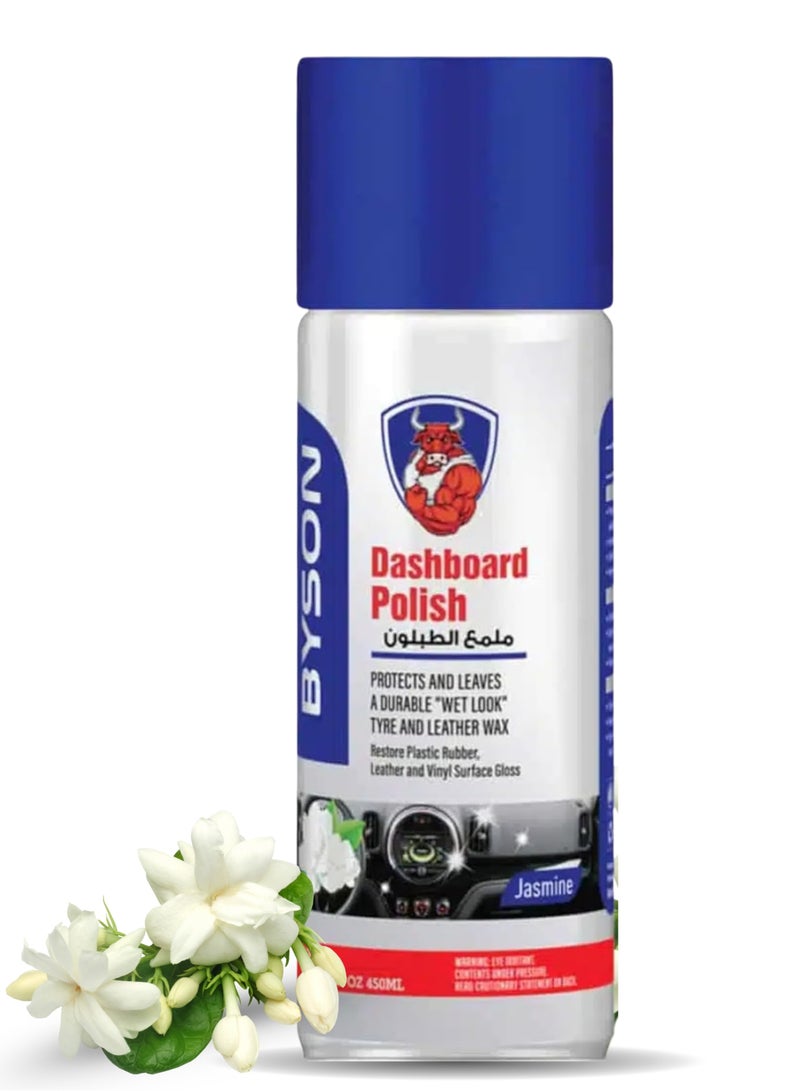 BYSON Jasmine Dashboard Polish Spray - Car Dashboard Cleaner with Glossy Shine, UV Defense, Non-Greasy Spray Polish, Dust Protection and Fresh Floral Jasmine Fragrance for Car Interior - Image 1