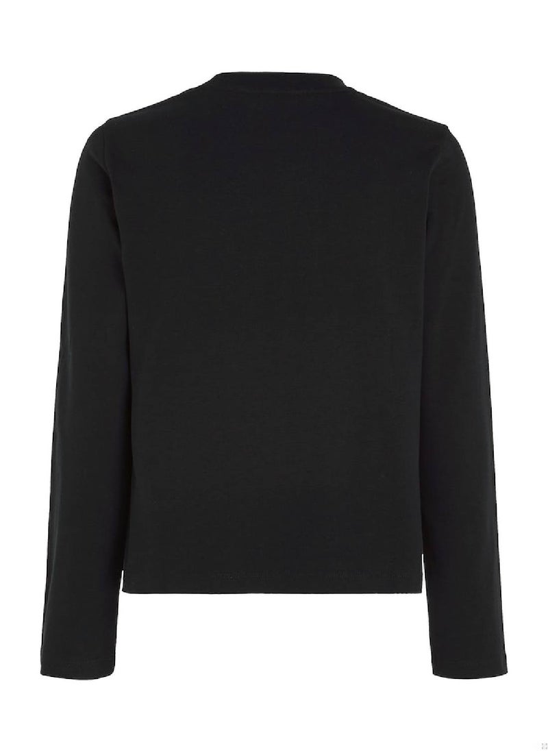 TOMMY HILFIGER - Women's Long Sleeve Logo T-Shirt, Navy - Image 1