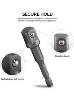GSK Cut GSK Cut 3Piece Power Adapter Extension Bit Set Inch Hex Shank to Drive Sizes 14 38 12 CRV Quick Change Nut Socket Adapters to Use with Drill Chucks or Screw Impact Drivers  - Image 4