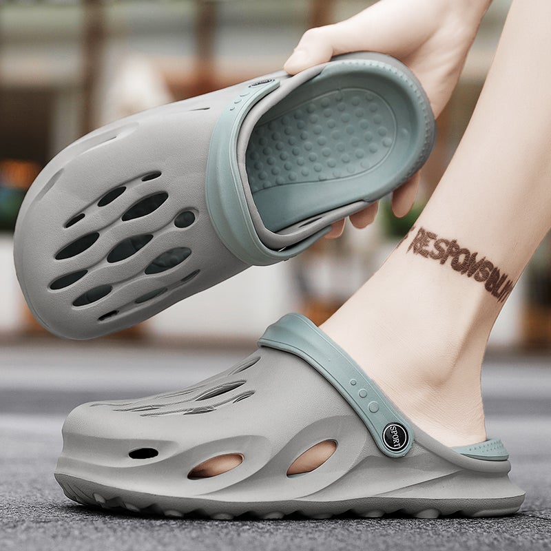 Men''s Clogs for Outdoor Wear, Trendy Slippers, Summer Closed-Toe Sandals with Thick Soles, Comfortable Outdoor Beach Shoes - Image 2