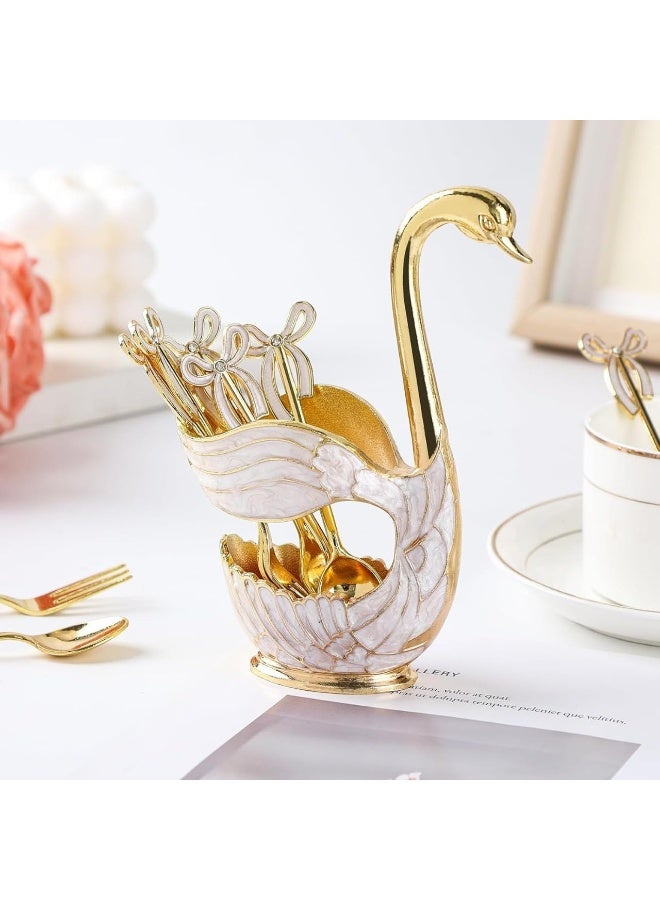UKR 6-Piece Gold Swan Dessert Spoon Set Stainless Steel Mini Spoons with Elegant Swan Holder Luxury Golden Tea & Dessert Spoons for Coffee, Fruit, Sugar, Ice Cream, Parties & Gifting - Image 4