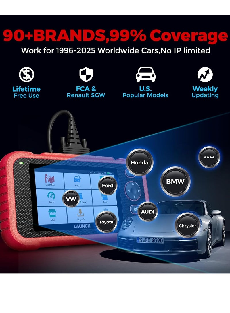 لانش CRP123E قارئ رموز OBD2 لـ 4 أنظمة (المحرك ABS SRS AT) أداة تشخيص السيارات مع 3 خدمات إعادة تعيين (إعادة تعيين الزيت، إعادة تعيين SAS، تكيف الخانق)، ماسح تشخيص OBD2 أوتوماتيكي VIN - Image 5