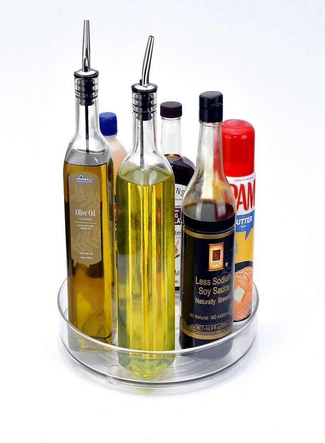 Roe & Moe Lazy Susan Rotating Kitchen Turntable Food Storage Spinning Organizer Container for Countertop, Cabinet, Pantry, Fridge, Cupboard, Vanity, Office, Baking Supplies, Spices, Condiments - 10.5" Clear - Image 3