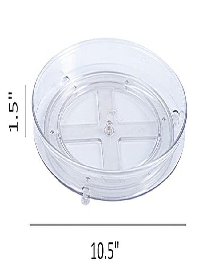 Roe & Moe Lazy Susan Rotating Kitchen Turntable Food Storage Spinning Organizer Container for Countertop, Cabinet, Pantry, Fridge, Cupboard, Vanity, Office, Baking Supplies, Spices, Condiments - 10.5" Clear - Image 2