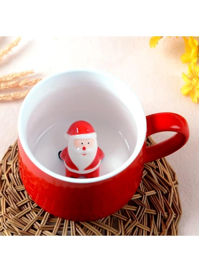 أكواب عيد الميلاد من فام - أكواب سيراميك ثلاثية الأبعاد مع سانتا داخلها لشاي/قهوة/شوكولاتة ساخنة - هدية سانتا كلوز لنساء، رجال، زملاء، أصدقاء وعائلة