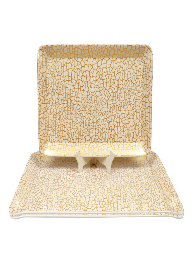Aurka Rectangle Melamine Serving Tray Set of 3 (Small) | Golden Mirage | Durable, Lightweight & Reusable Trays for Food, Snacks, Tea & Drinks | Ideal for Home, Restaurant, Office & Parties - Image 1