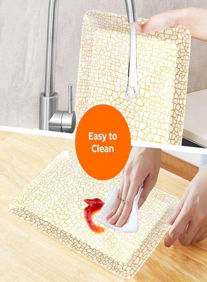 Aurka Rectangle Melamine Serving Tray Set of 3 (Small) | Golden Mirage | Durable, Lightweight & Reusable Trays for Food, Snacks, Tea & Drinks | Ideal for Home, Restaurant, Office & Parties - Image 5