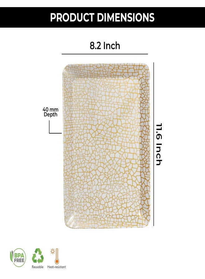Aurka Rectangle Melamine Serving Tray Set of 3 (Small) | Golden Mirage | Durable, Lightweight & Reusable Trays for Food, Snacks, Tea & Drinks | Ideal for Home, Restaurant, Office & Parties - Image 3