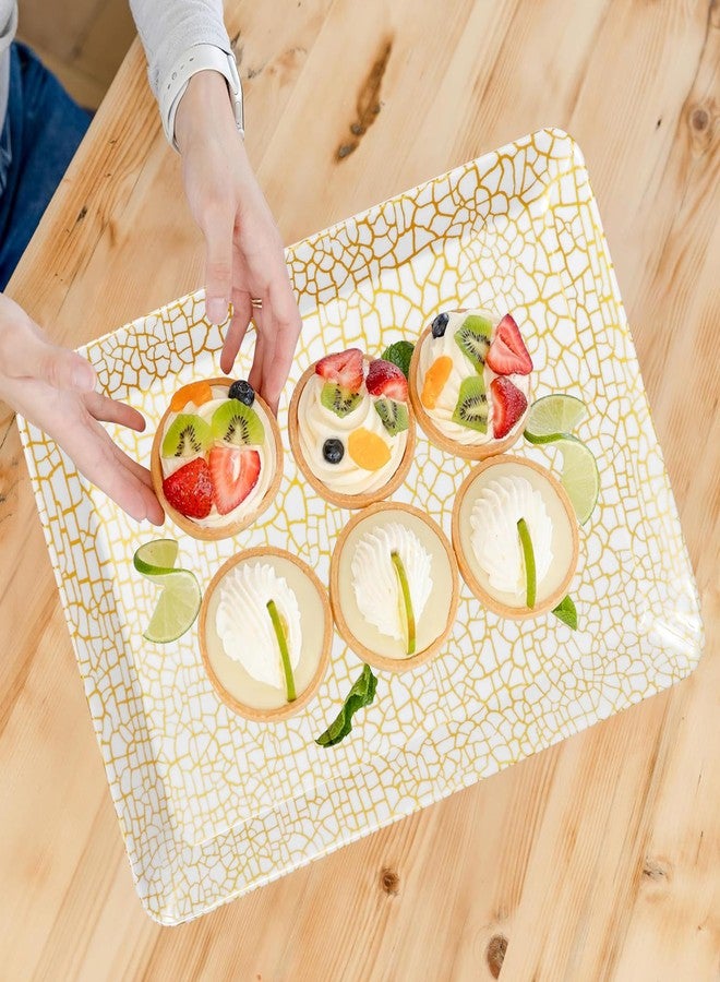 Aurka Rectangle Melamine Serving Tray Set of 3 (Small) | Golden Mirage | Durable, Lightweight & Reusable Trays for Food, Snacks, Tea & Drinks | Ideal for Home, Restaurant, Office & Parties - Image 2