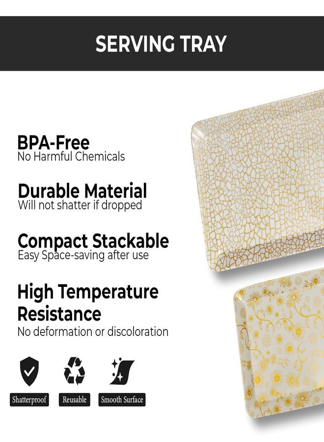 Aurka Rectangle Melamine Serving Tray Set of 3 (Small) | Golden Mirage | Durable, Lightweight & Reusable Trays for Food, Snacks, Tea & Drinks | Ideal for Home, Restaurant, Office & Parties - Image 4