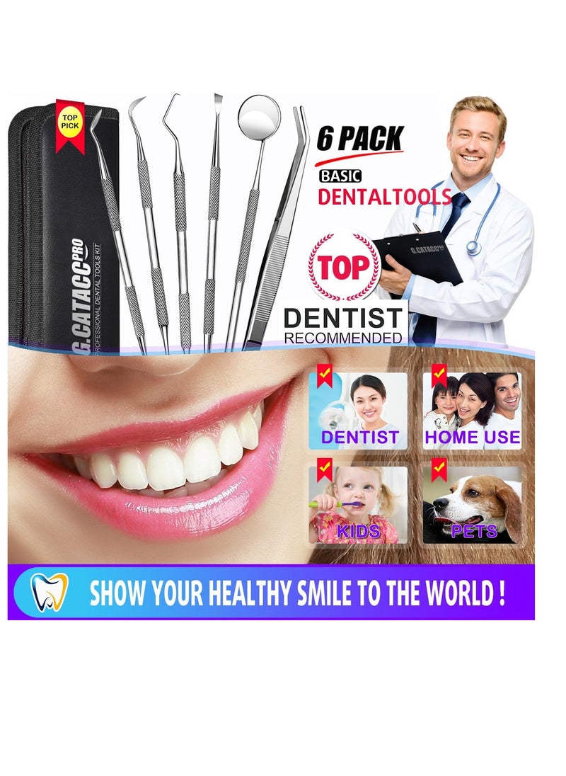 G.CATACC - G.CATACC Dental Tools, Dental Pick Teeth Cleaning Tools, Dental Hygiene Kit, Plaque Remover for Teeth, Professional Stainless Steel Tooth Scraper Plaque Tartar Cleaner - with Case - Image 1
