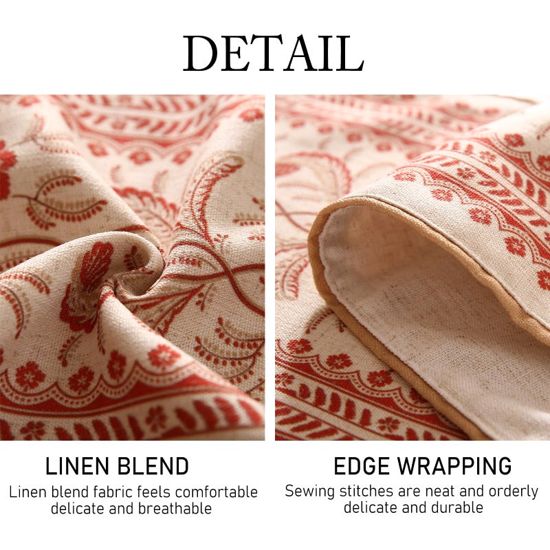 ISAENNE Designer Vintage Linen Table Runner 71 Inches Long,Red Floral Pattern Modern Decor Table Runners for Dining Tables,Thanksgiving,Kitchen Tables,Christmas,Banquet,12"*71"-Chamonix A - Image 5