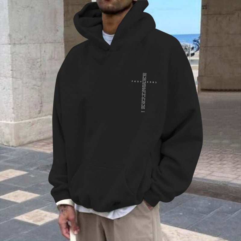 Lubpow Christian Hoodies for Men Inspirational Religious Faith Cross Sweatshirts Vintage Bible Verse Graphic Hoodie Pullover(Black,L) - Image 2