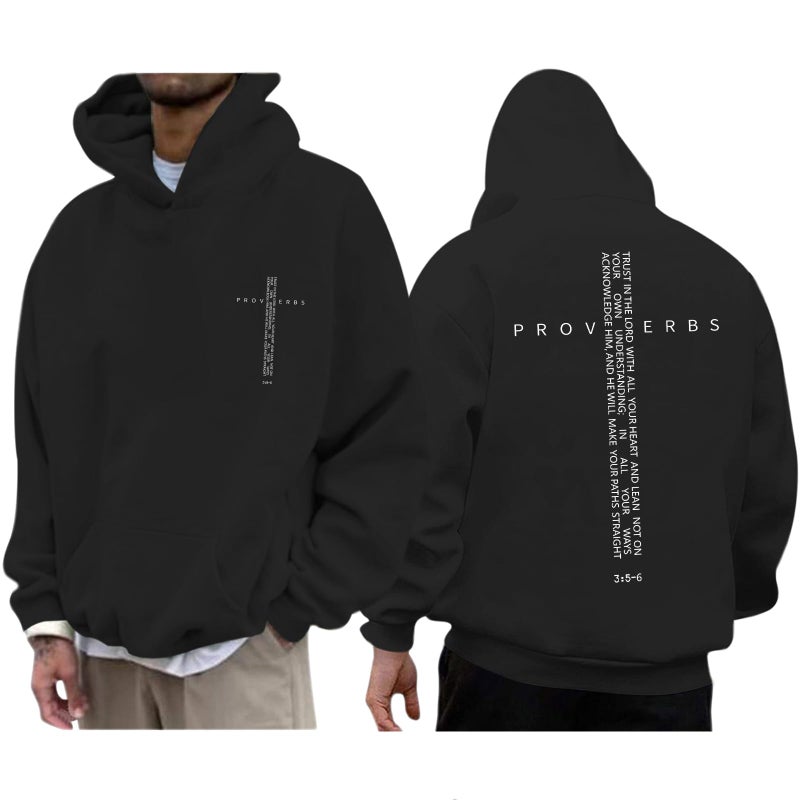 Lubpow Christian Hoodies for Men Inspirational Religious Faith Cross Sweatshirts Vintage Bible Verse Graphic Hoodie Pullover(Black,L) - Image 1
