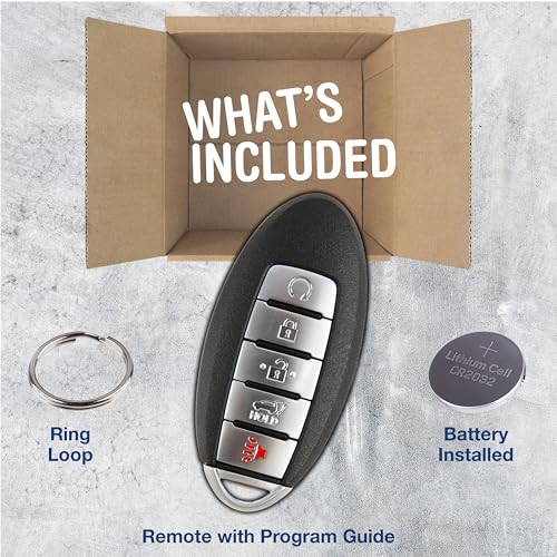 KeylessOption Key Fob Replacement for Nissan Rogue, 2017-2020, 5-Button, White/Black, Plastic - Image 4