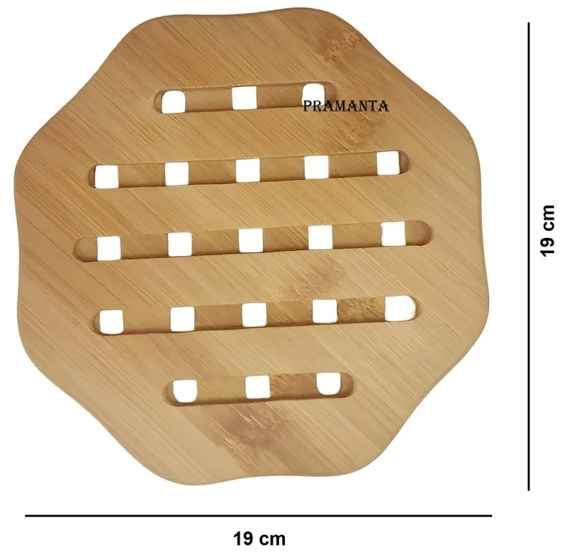 PRAMANTA Dining Table Heat Pad for Kitchen Bamboo Coasters for Home Pan Pot Holder Heat Resistant Wooden Trivet Pan Pot Tawa Kadai Cooker Holder Coasters 2Pcs - Image 5
