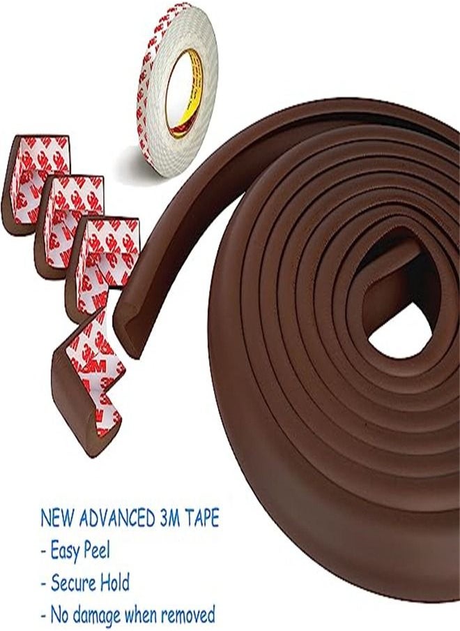 Goolsky Goolsky Furniture Edge and Corner Guards | 16.2ft Protective Foam Cushion | 15ft Bumper 4 Adhesive Childsafe Corners | Baby Child Proofing Foam Set and Safe for Table, Fireplace, Countertop | Brown  - Image 2