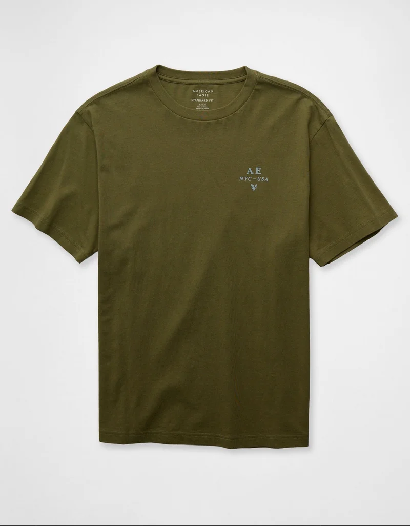 امريكان ايجل تي-شيرت بأكمام قصيرة بتصميم مصبوغ ومزين بطبعة