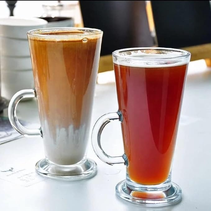 PrimeWorld 350ml - Set of 2 Pcs Glass Coffee Mugs – Clear Coffee Cups with Handles | Perfect for Latte, Cappuccino, Espresso, Tea & Hot Beverages - Image 1