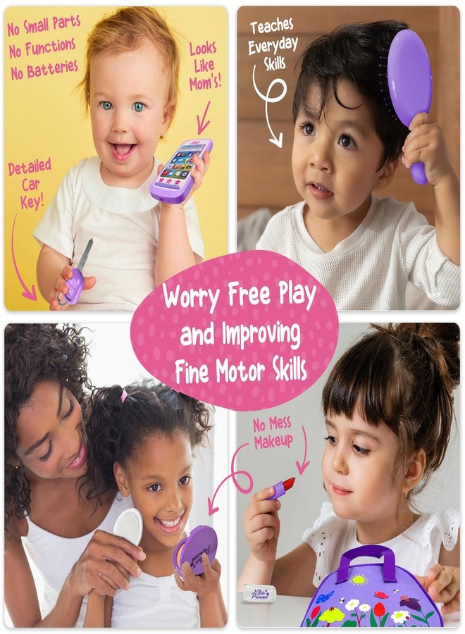 Star Princess Play Purse for Toddlers with Accessories, Toddler Girl Toys 1 2 3 Years Old with Pretend Makeup, Keys, Smartphone, Toddler Toy Purse for Little Girls - Birthday Gift for Toddlers Girls Ages 2-3 Purple - Image 5