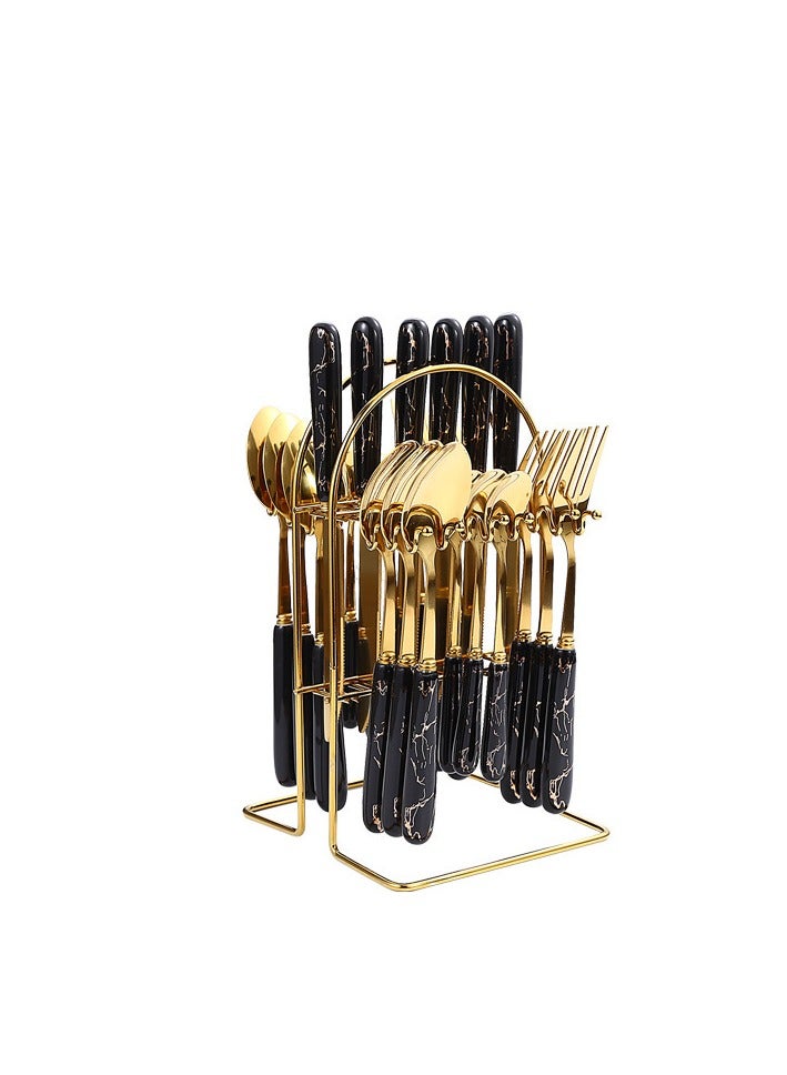 KUYING Stainless Steel Tableware Set Of 24 Pieces Western Knife Fork Spoon Set  - Image 1