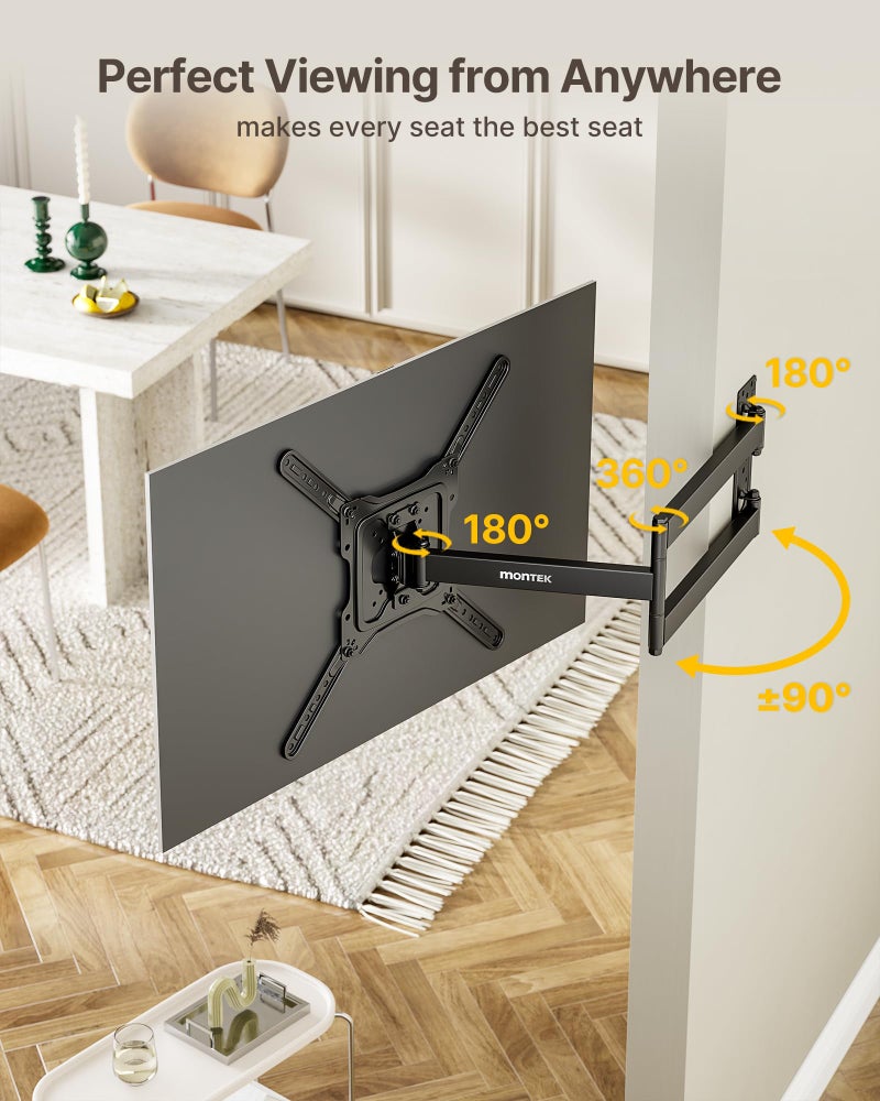 monTEK Long Arm TV Wall Mount for Most 23-65 Inch TVs, 29 Inch Long Extension TV Mount Swivel and Tilt, Full Motion Wall Mount Tv Bracket Fit Max VESA 400 x 400mm, Up to 77 lbs - Image 3