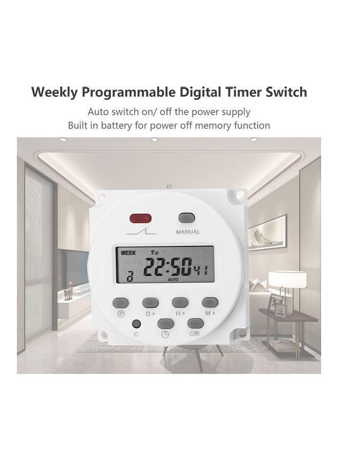 NIBEMINENT CN101A 12V Weekly Programmable Digital Timer Switch White - Image 3