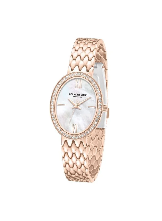Kenneth Cole New York Upper East Side Women's 25mm Quartz Watch with White Mother-of-pearl Dial & Stainless Steel Bracelet