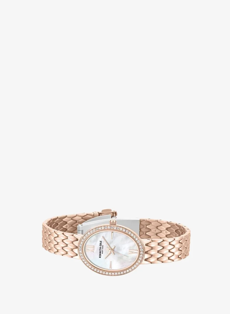 Kenneth Cole New York Upper East Side Women's 25mm Quartz Watch with White Mother-of-pearl Dial & Stainless Steel Bracelet