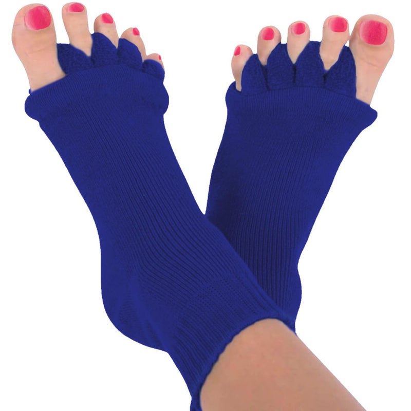 USOXO Foot Alignment Socks I Cotton Finger Toe Separator I Easing Bunion Hammertoe And Arthritis Pain Relief I Improving Posture & Increasing Flexibility I Free Size (Royal Blue) - Image 1