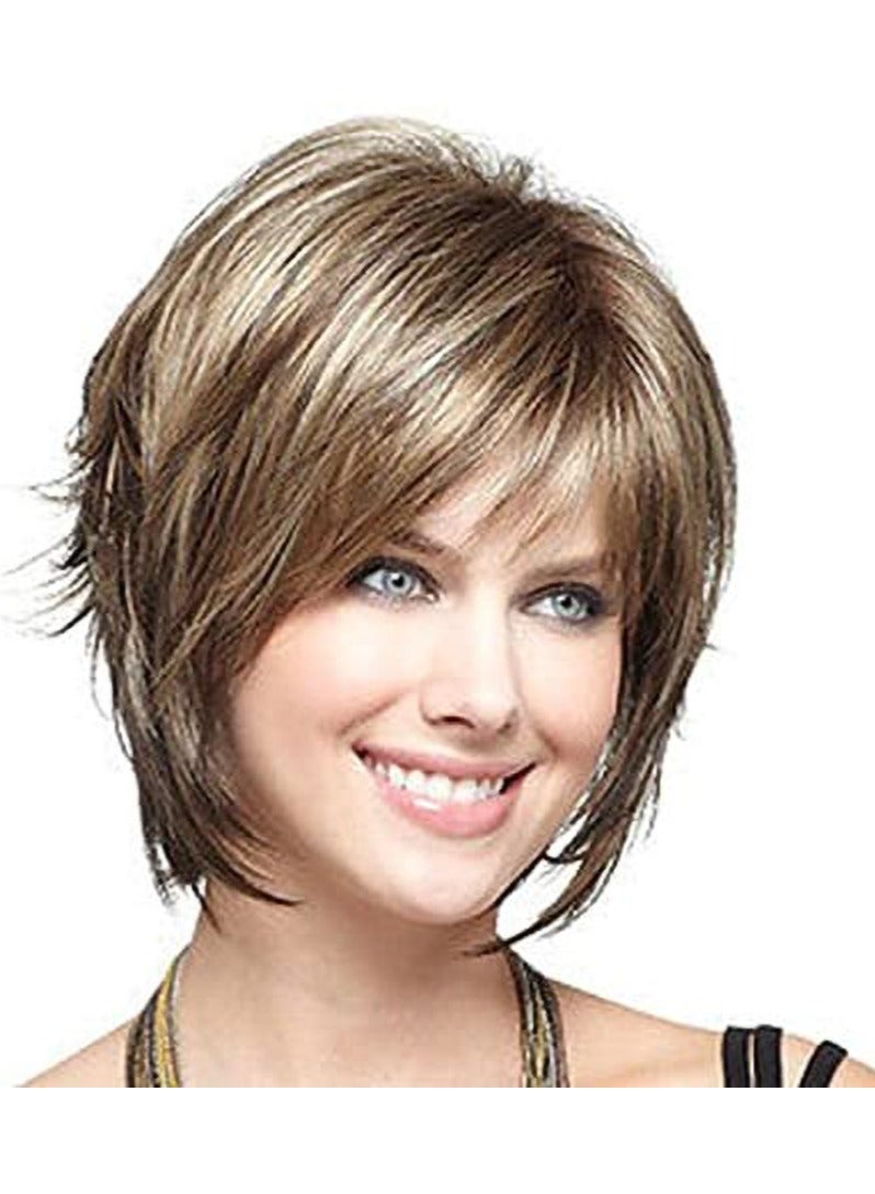 إستيل باروكة فايبر مقاومة للحرارة مع الانفجارات للنساء بمظهر طبيعي شعر مستعار كامل للحفلات اليومية ، حليقة ، موجة الجسم ، مستقيم ، طويل ، قصير (شعر مستعار قصير 12/613) - Image 2