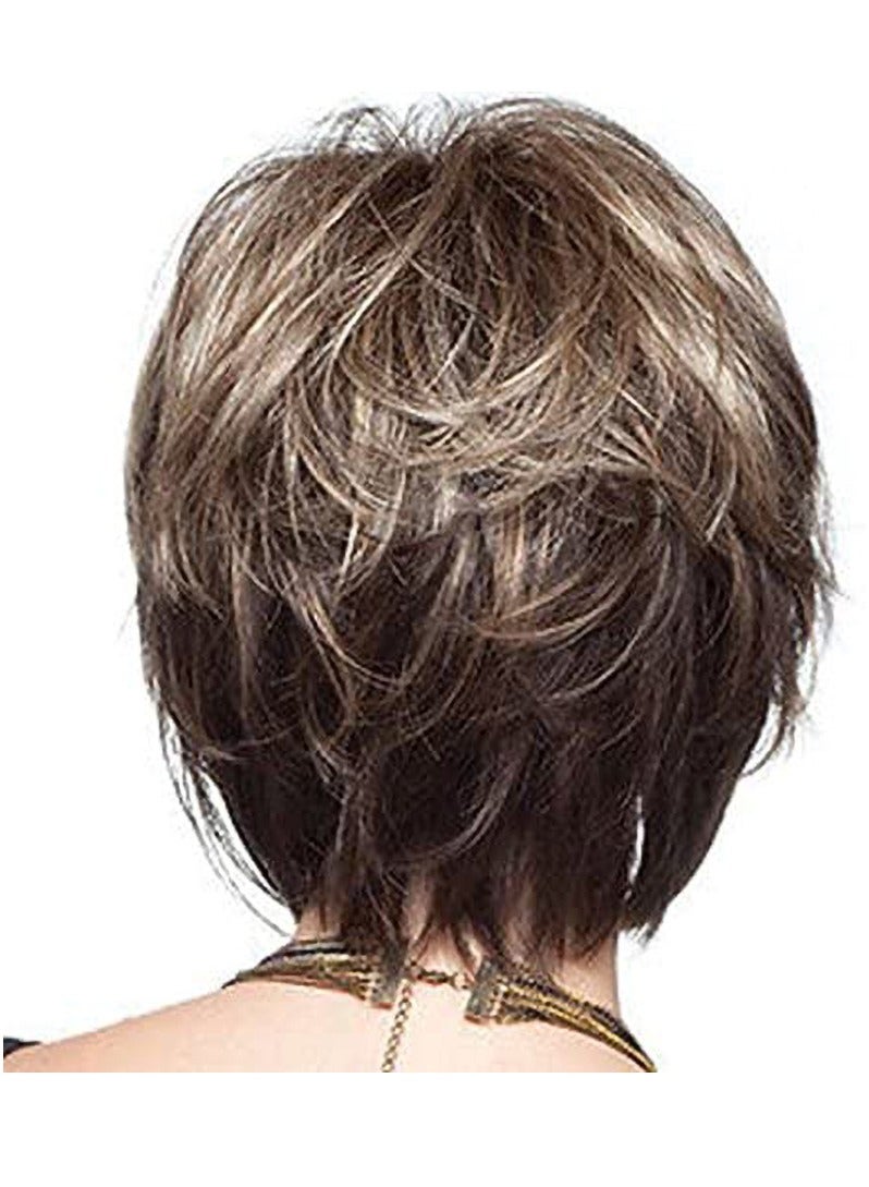 إستيل باروكة فايبر مقاومة للحرارة مع الانفجارات للنساء بمظهر طبيعي شعر مستعار كامل للحفلات اليومية ، حليقة ، موجة الجسم ، مستقيم ، طويل ، قصير (شعر مستعار قصير 12/613) - Image 4